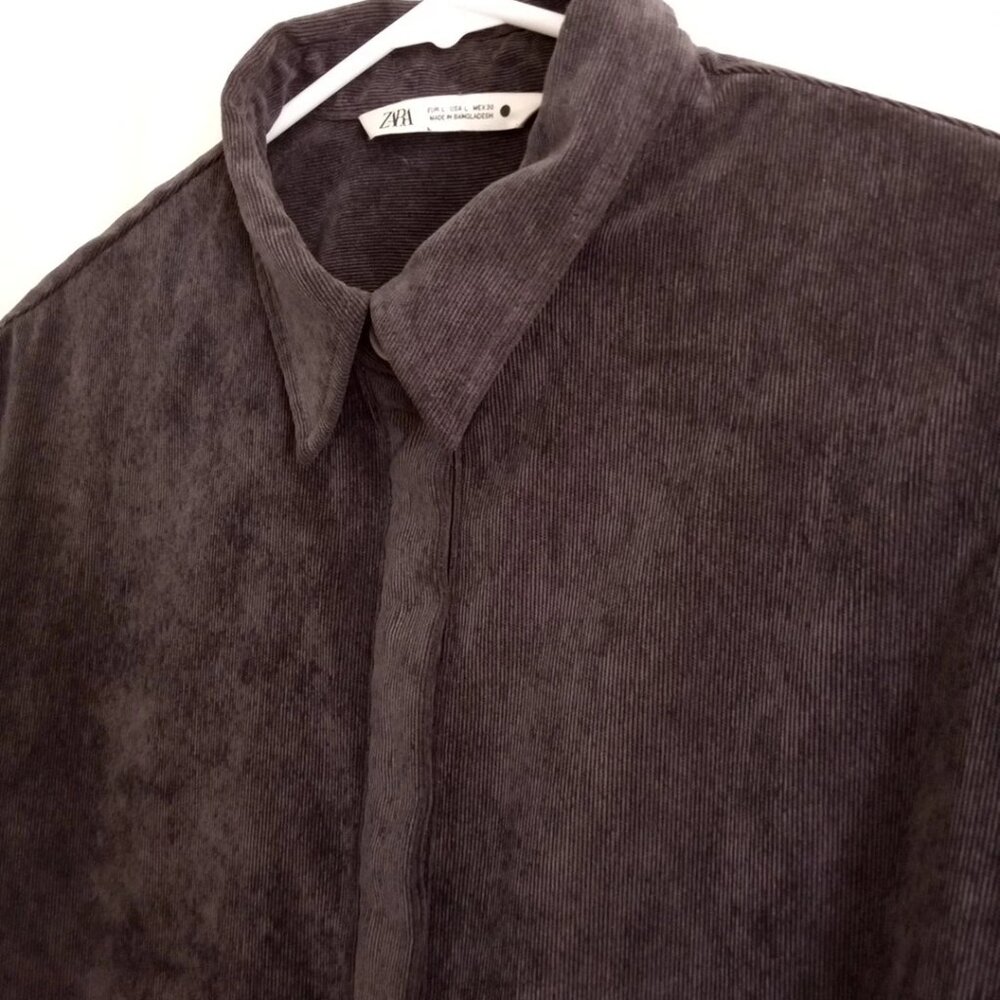 Zara Dark Gray Button Down Shirt - image 4